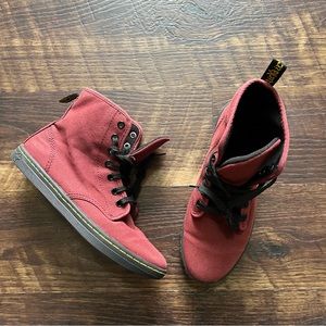 Dr Martens doc martens burgundy shoreditch lace up canvas combat boot EU39 Sz 8L